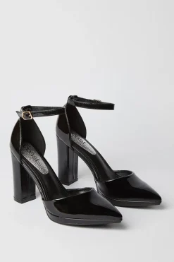 Sadie Platform Pointed High Block Heel Court Shoes