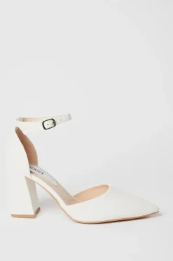 Saffi Bridal Pointed High Block Heel Court Shoes