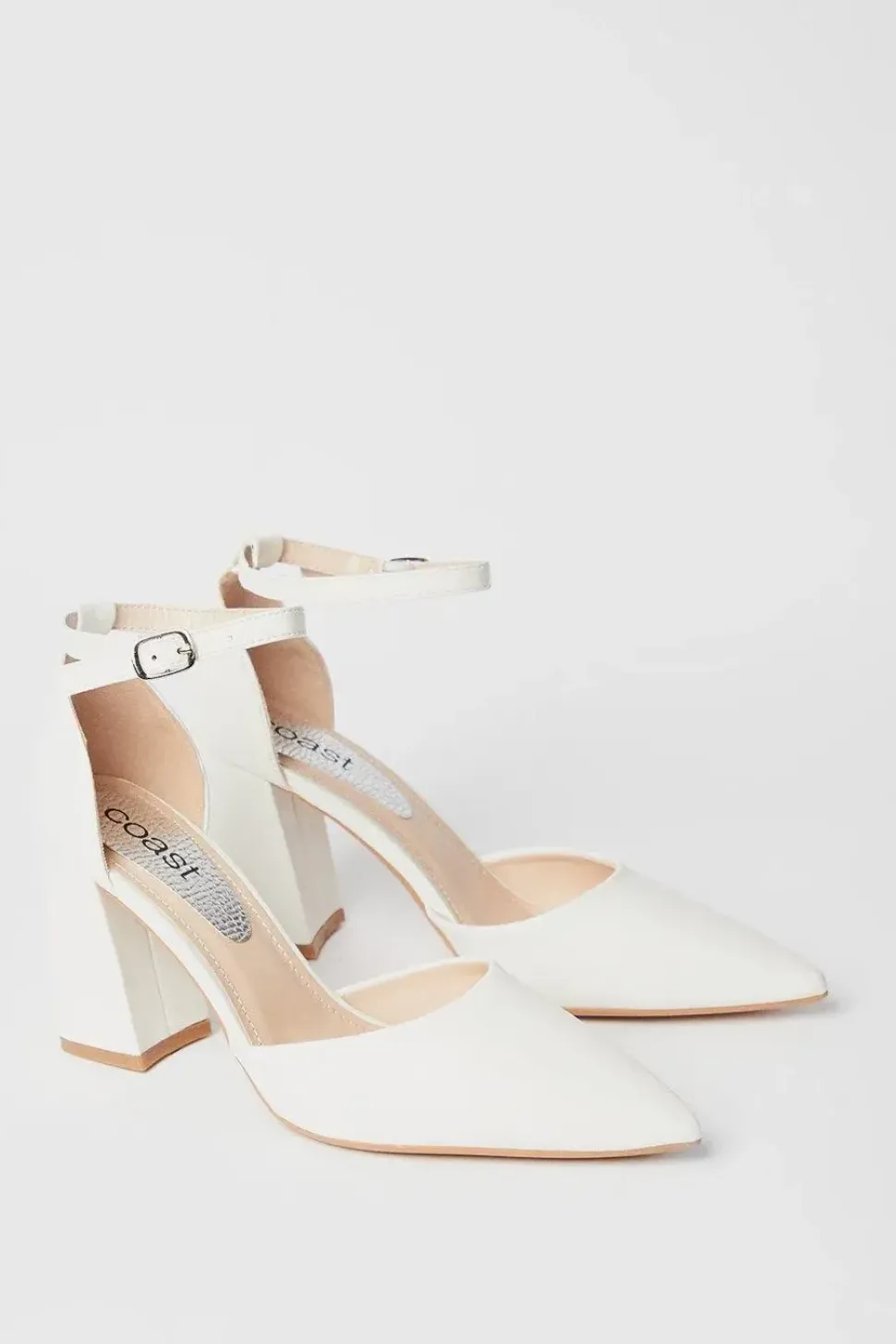 Saffi Bridal Pointed High Block Heel Court Shoes