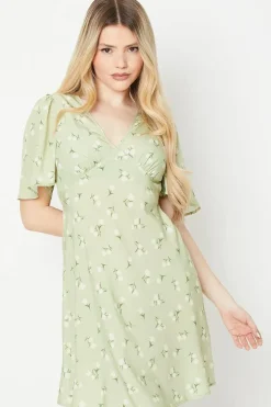 Sage Floral Empire Mini Dress