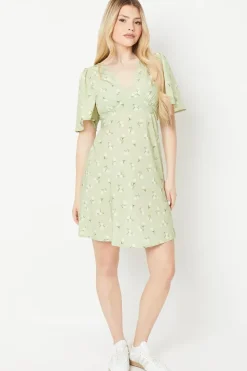Sage Floral Empire Mini Dress
