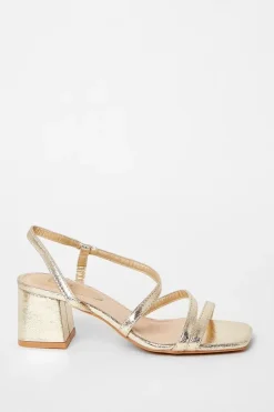 Salt Asymmetric Strappy Slingback Medium Block Heeled Sandals