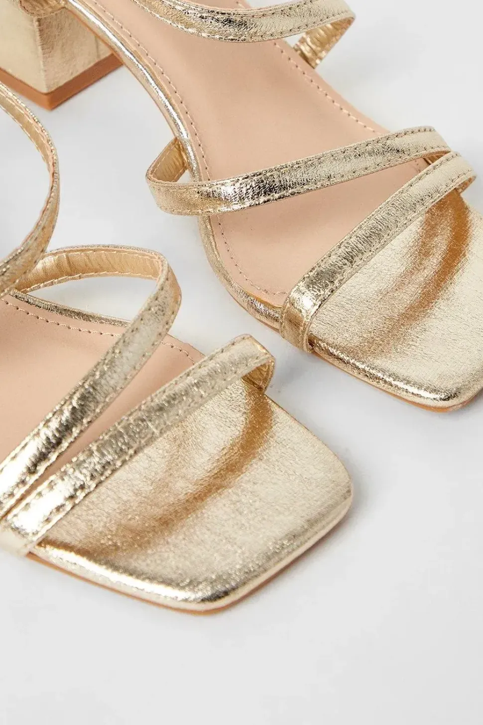 Salt Asymmetric Strappy Slingback Medium Block Heeled Sandals