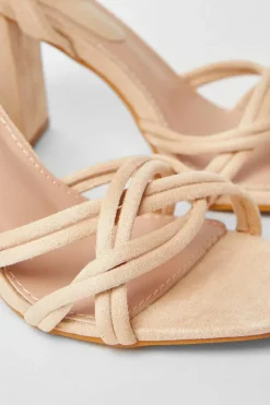 Samara Woven Spaghetti Strap High Block Heeled Sandals