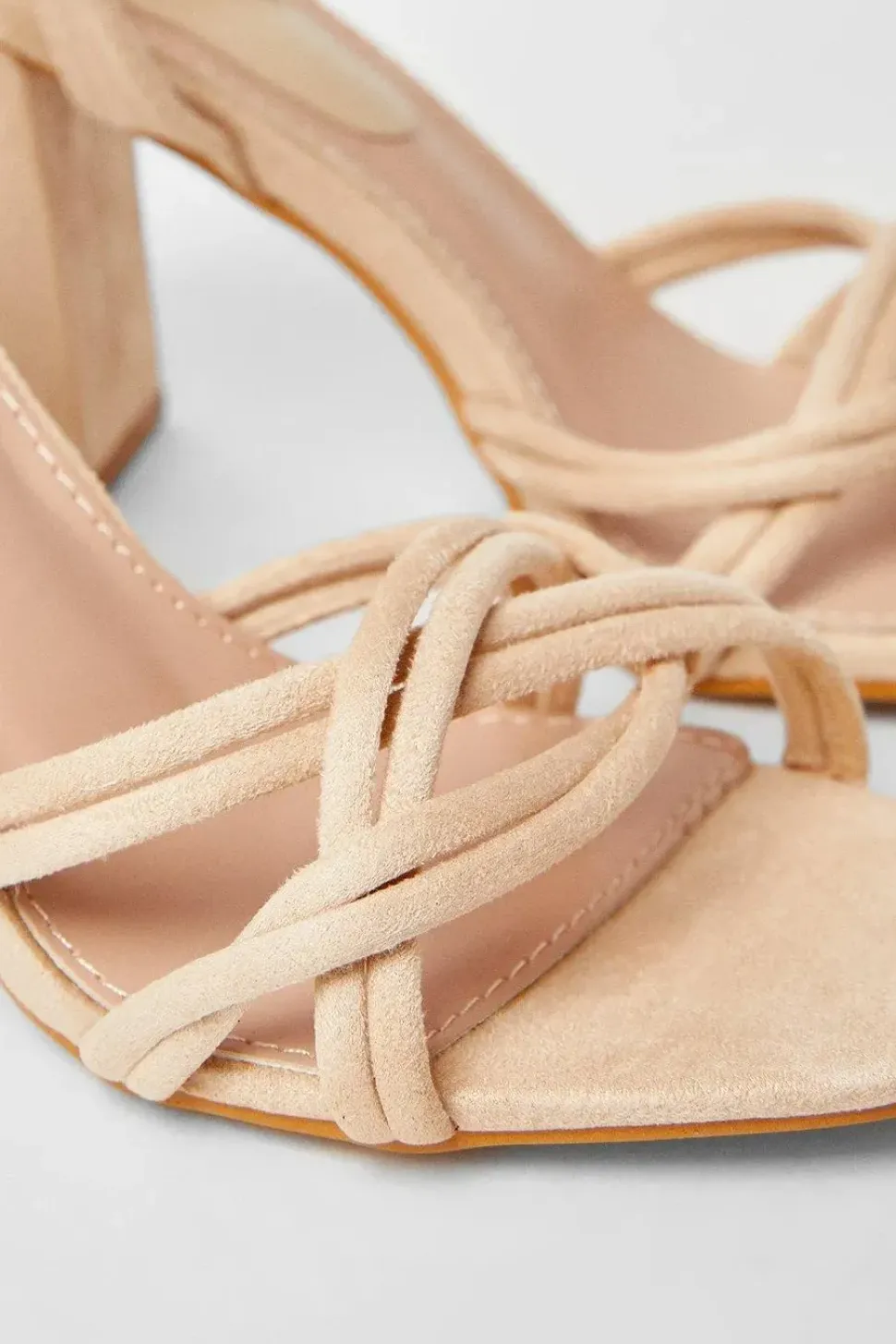 Samara Woven Spaghetti Strap High Block Heeled Sandals