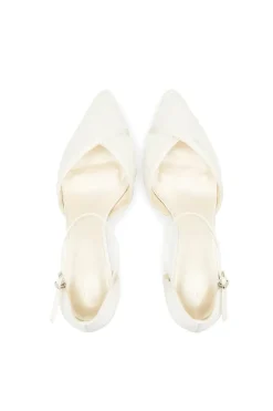 Satin and Lace 'Charla' Mid Block Heel Court Shoes