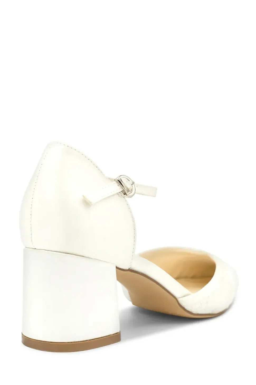 Satin and Lace 'Charla' Mid Block Heel Court Shoes
