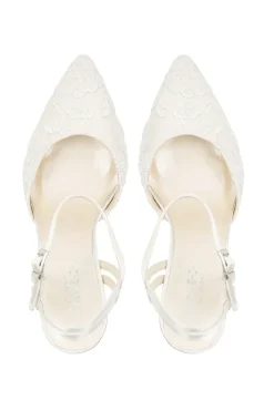 Satin and Lace 'Fauna' High Block Heel Court Shoes