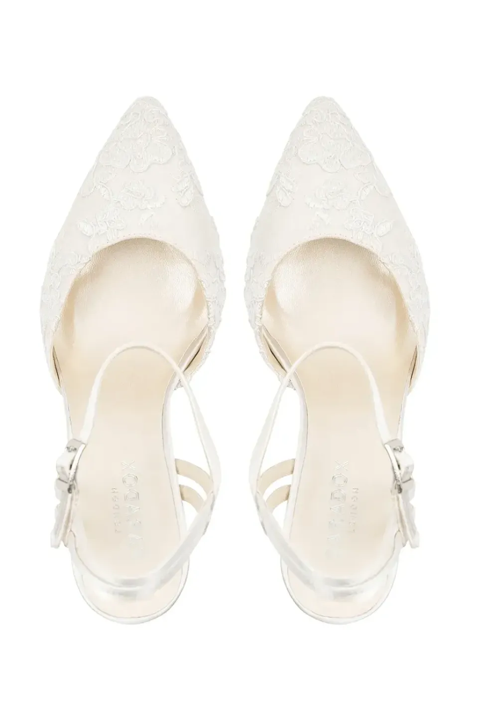 Satin and Lace 'Fauna' High Block Heel Court Shoes