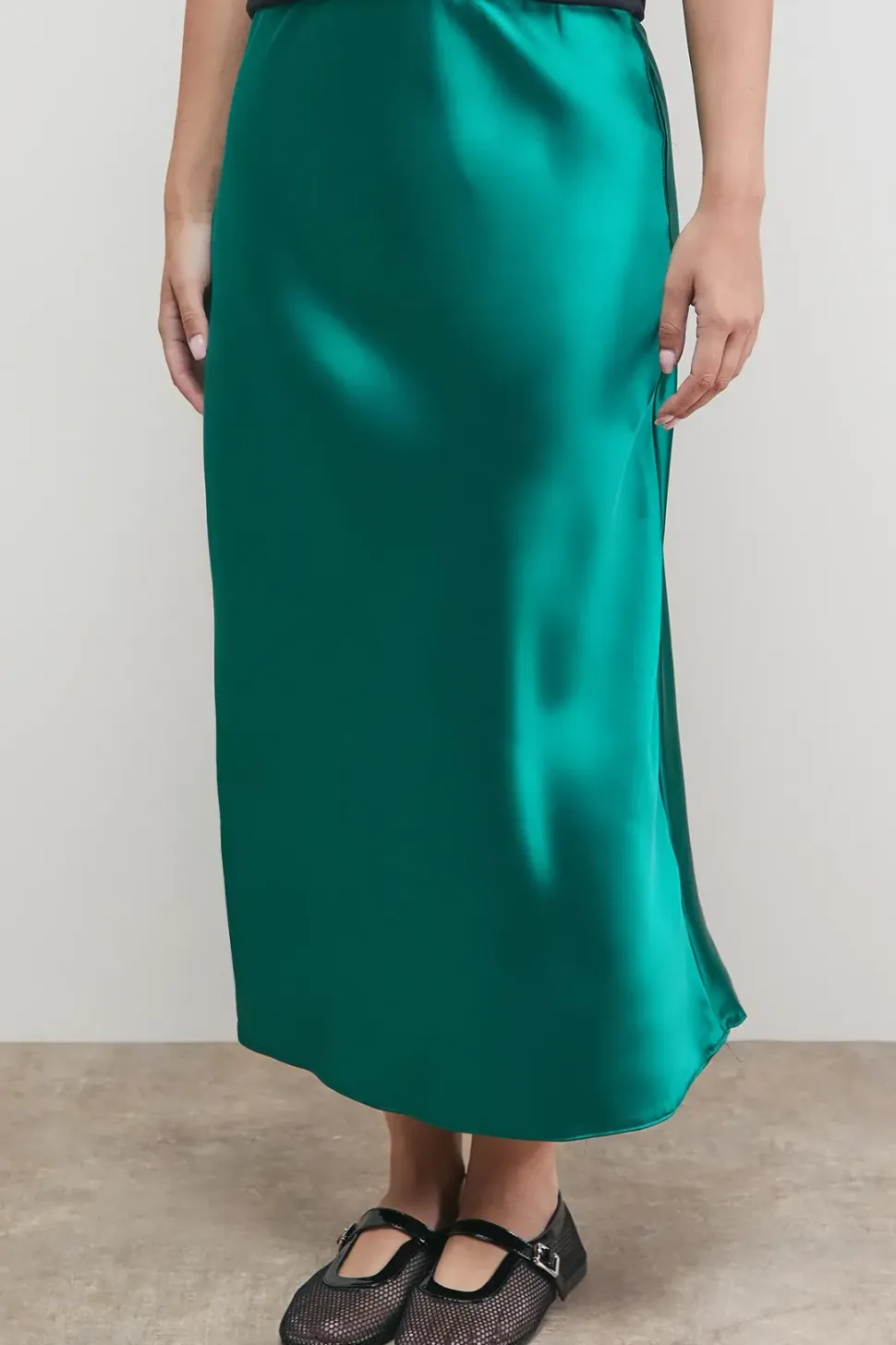 Satin Bias Cut Midi Skirt