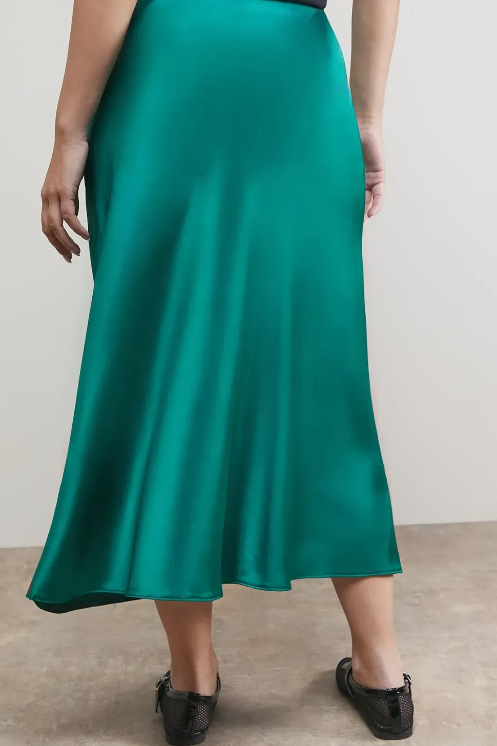Satin Bias Cut Midi Skirt