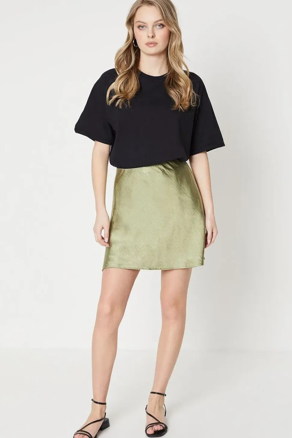 Satin Bias Cut Mini Skirt
