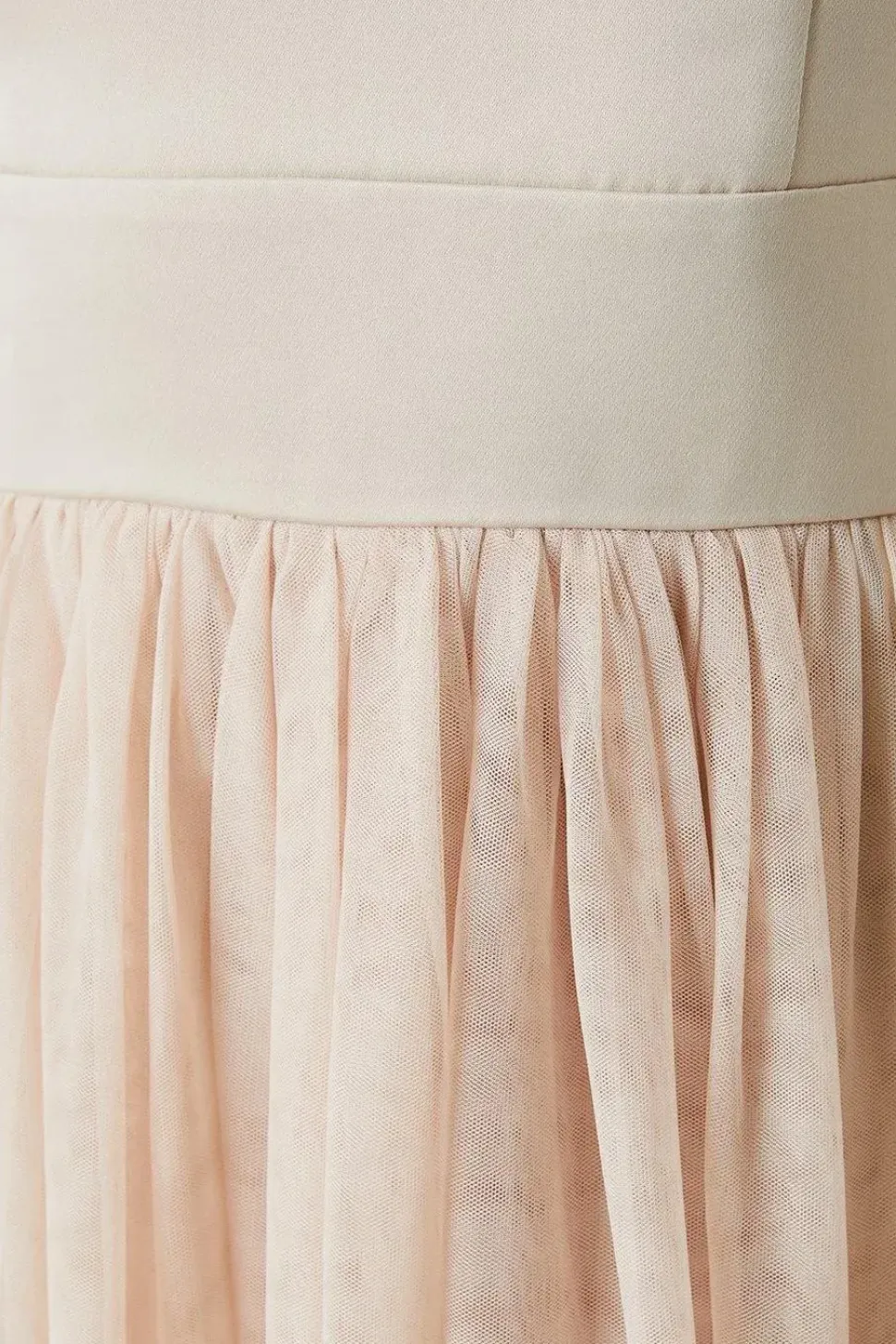 Satin Bodice Tulle Skirt Maxi Bridesmaid Dress