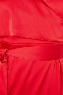 Satin Cape Ruffle Wrap Wedding Guest Dress