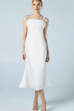 Satin Chiffon Mix Tie Shoulder Wedding Dress