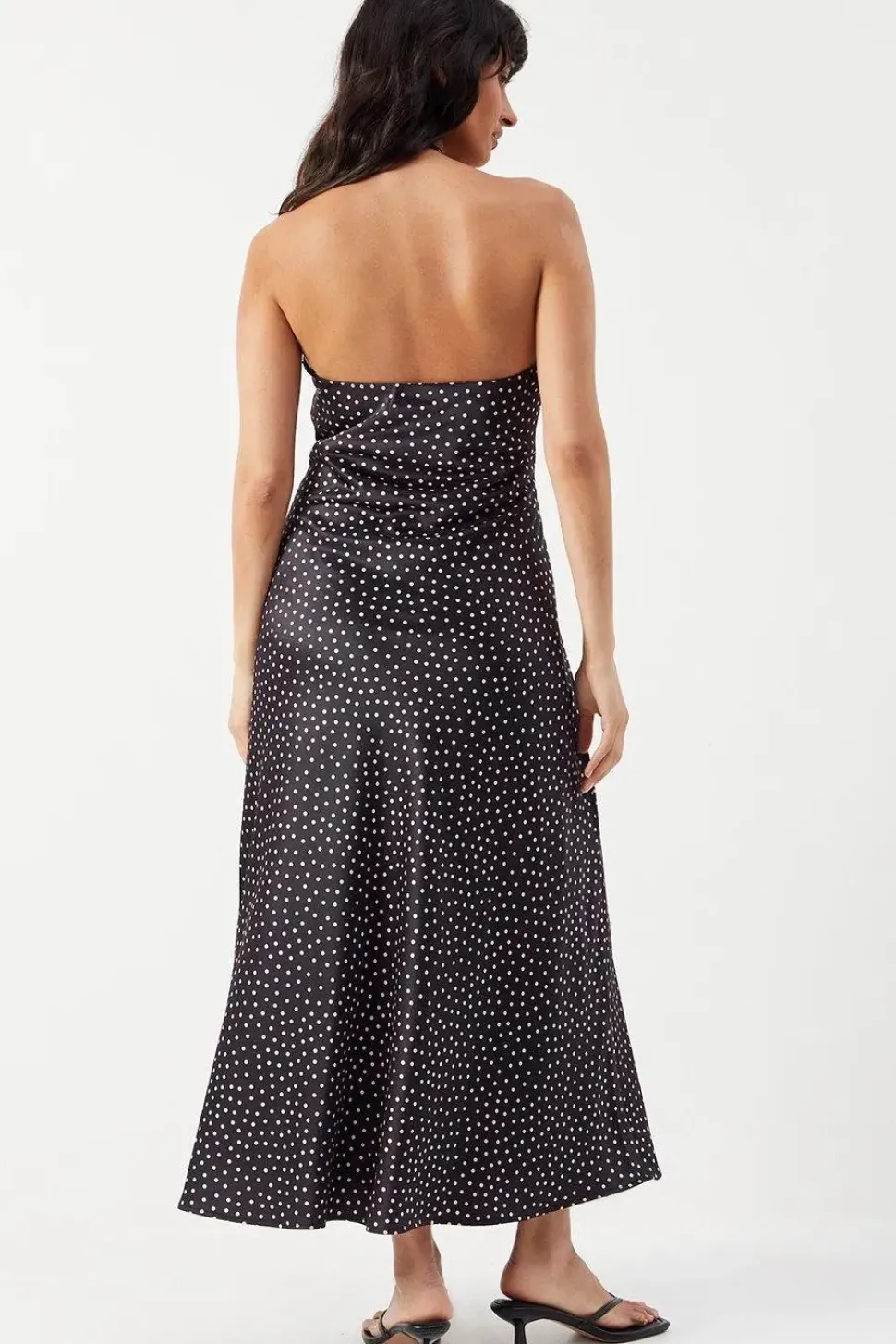 Satin Corsage Detail Bias Cut Midi Dress