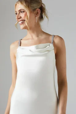 Satin Cowl Bow Detail Midi Dress