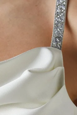 Satin Cowl Bow Detail Midi Dress