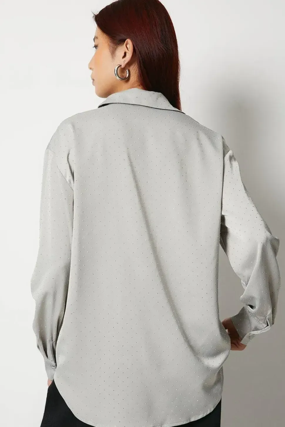 Satin Crepe Hotfix All Over Stud Blouse