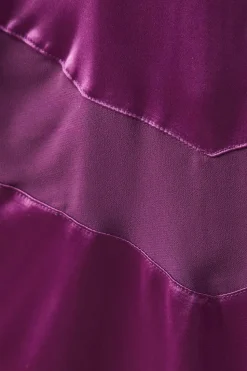 Satin Cross Front Chiffon Insert Hanky Hem Midi Dress