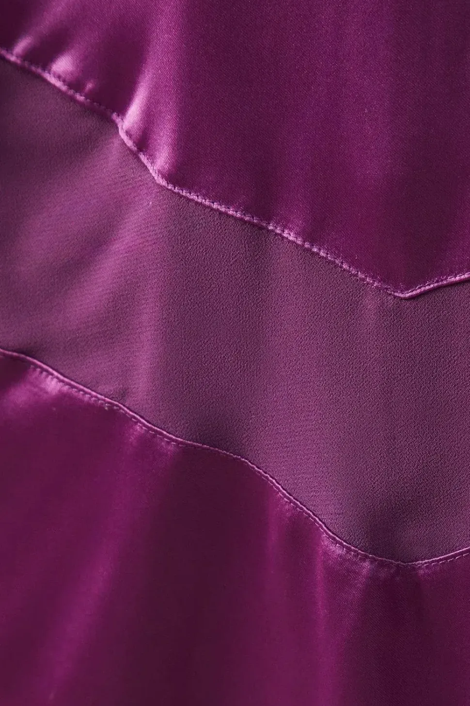 Satin Cross Front Chiffon Insert Hanky Hem Midi Dress