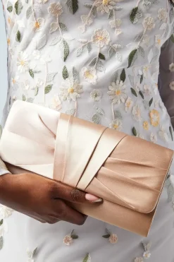 Satin Detail Chain Bridal Clutch
