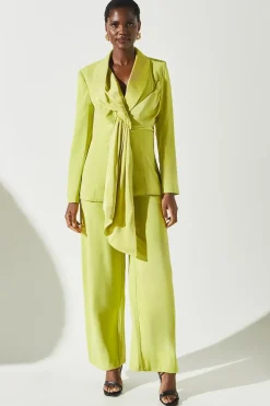 Satin Detail Drape Front Blazer