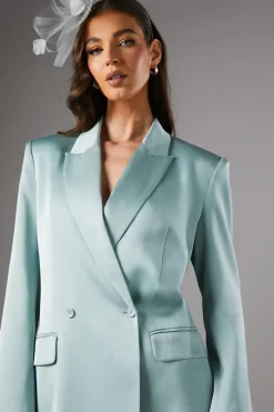 Satin Double Breasted Blazer