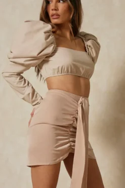 Satin Drape Detail Mini Skirt