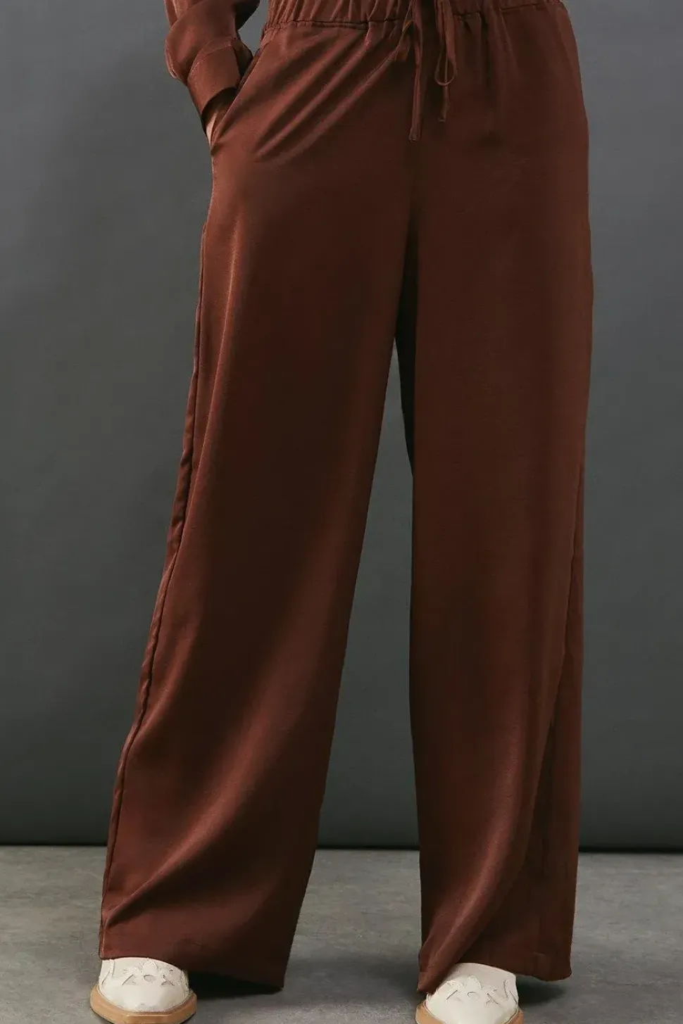 Satin Drawstring Waist Trousers
