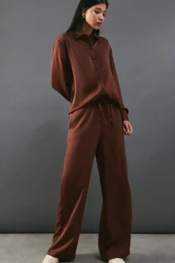 Satin Drawstring Waist Trousers