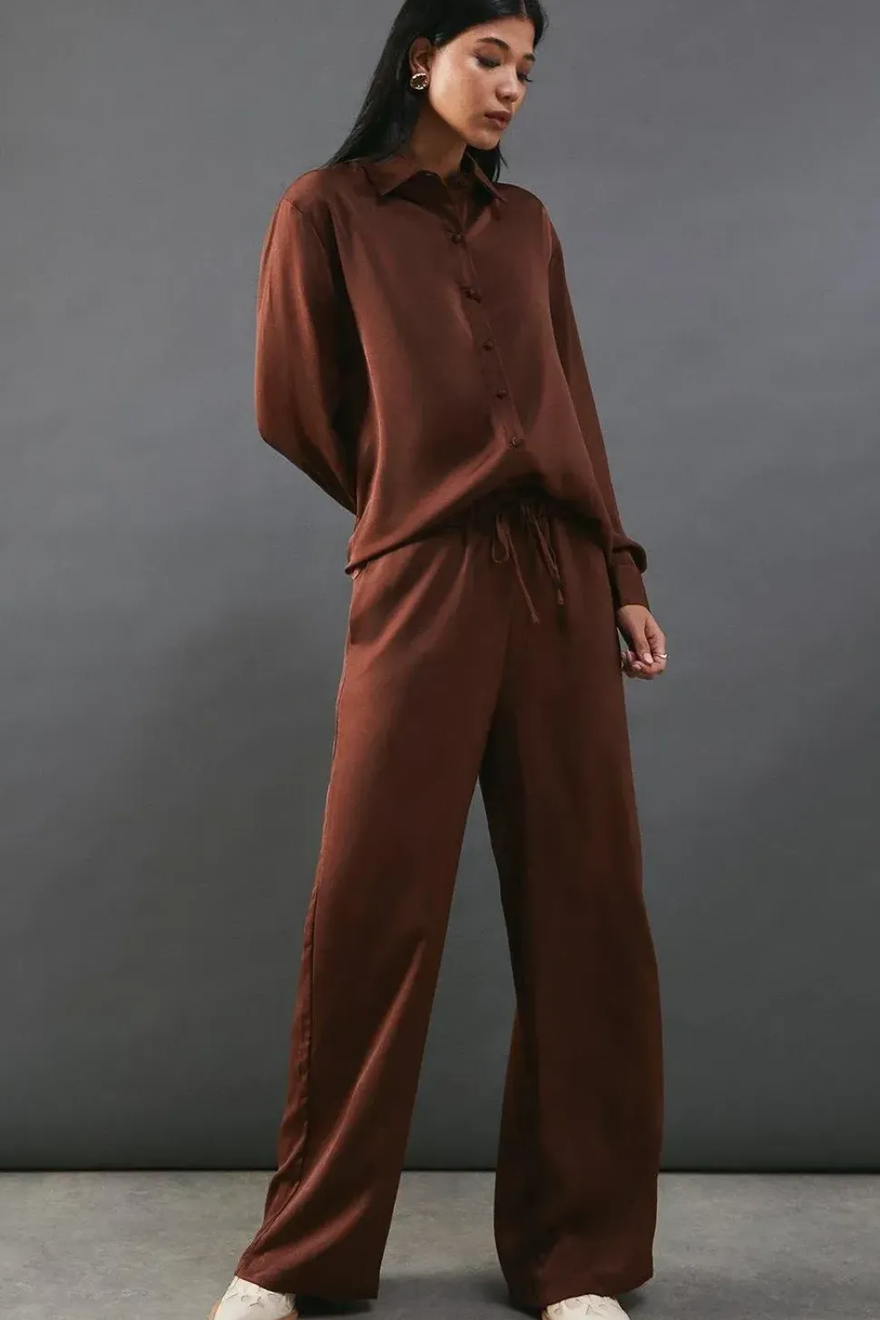 Satin Drawstring Waist Trousers