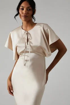 Satin Halter Bridesmaids Maxi Dress