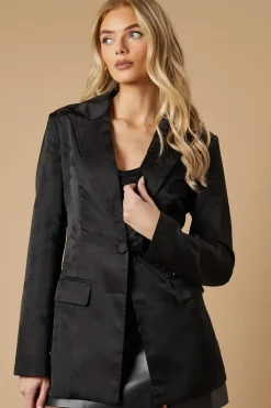 Satin Jacquard Single Breasted Blazer