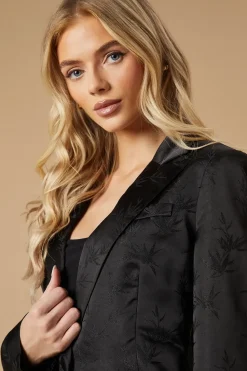 Satin Jacquard Single Breasted Blazer