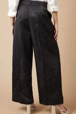 Satin Jacquard Wide Leg Trouser