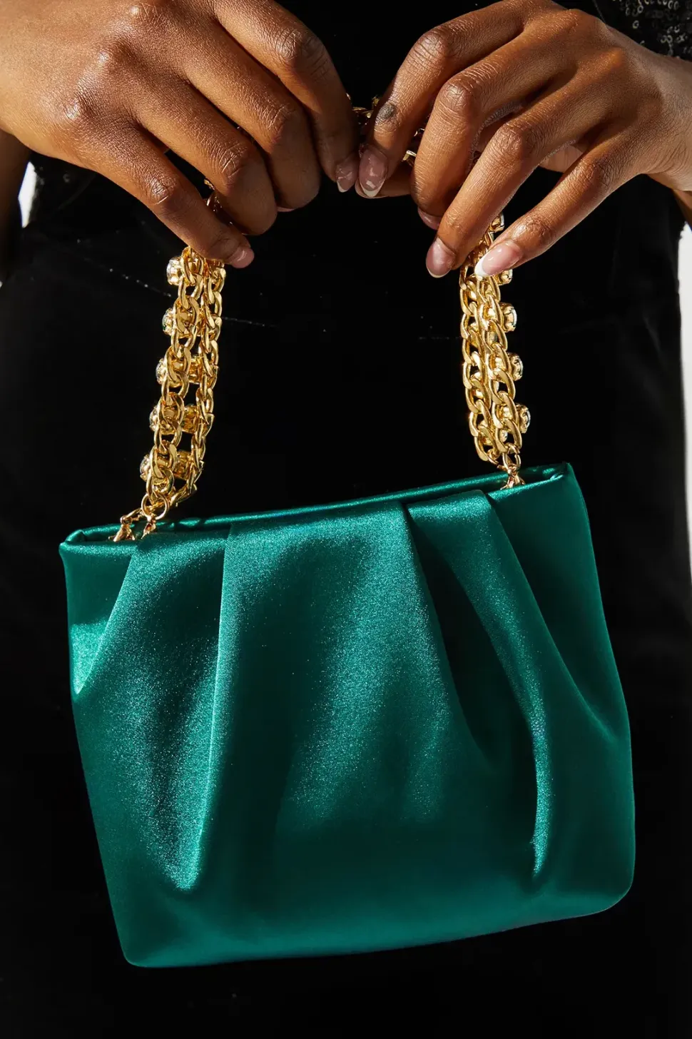 Satin Jewelled Handle Grab Bag