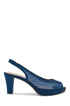 Satin Mesh 'Levinia' High Block Heel Slingback Platform Sandal