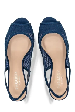 Satin Mesh 'Levinia' High Block Heel Slingback Platform Sandal