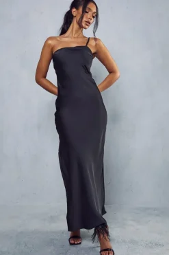 Satin One Shoulder Maxi Dress