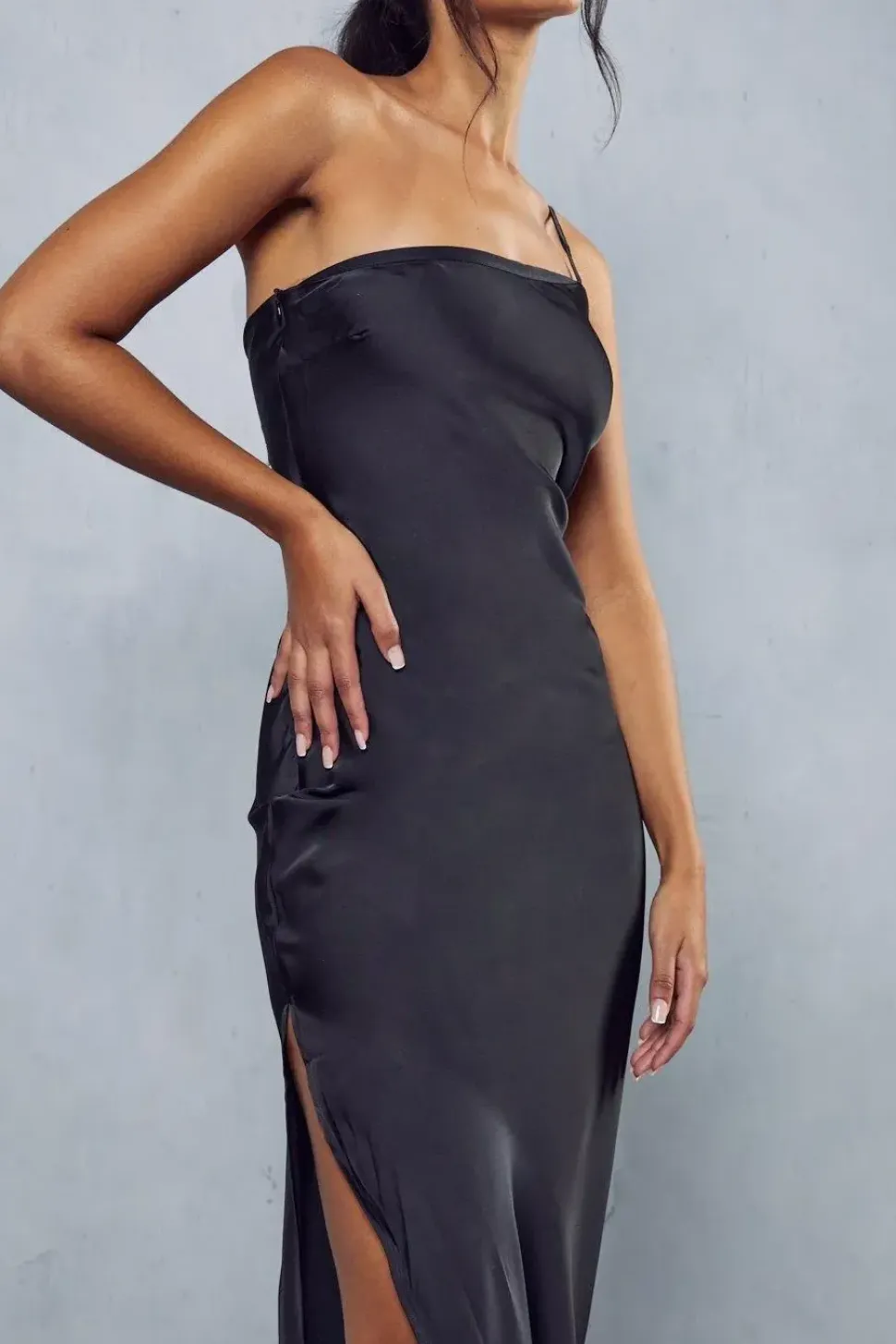 Satin One Shoulder Maxi Dress