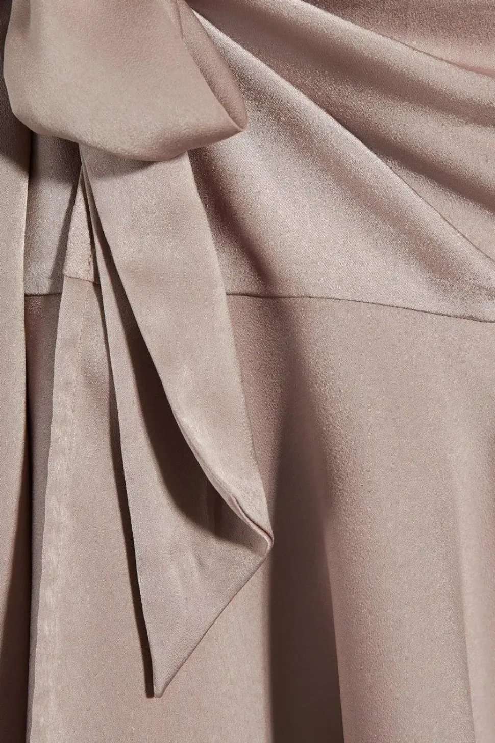Satin Plunge Layered Frill Skirt Tie Side Wrap Mini Dress