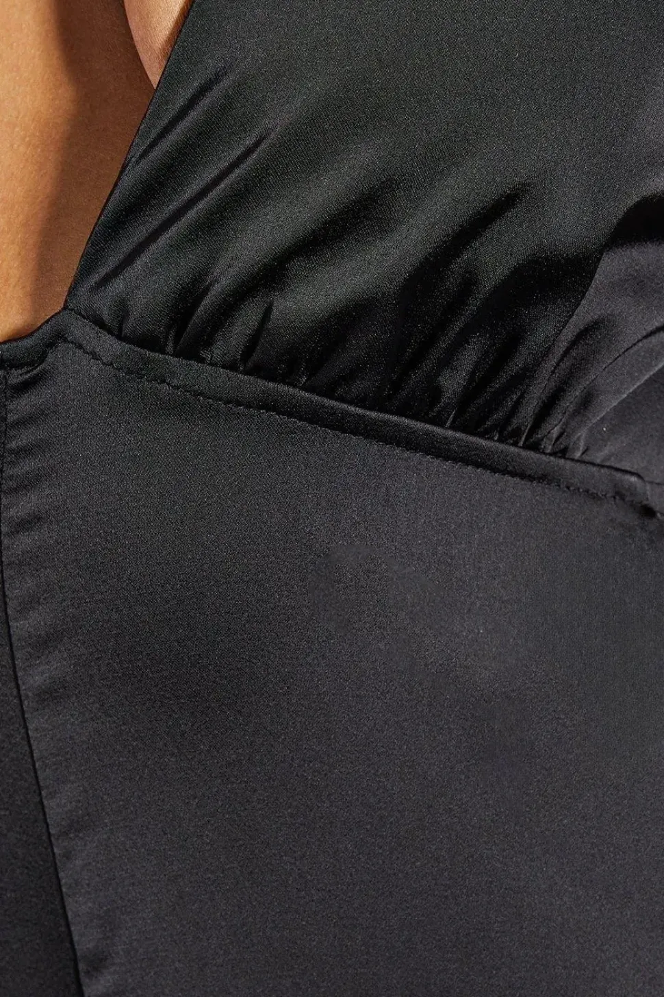 Satin Plunge Underbust Seam Detail Wide Leg Jumpsuit