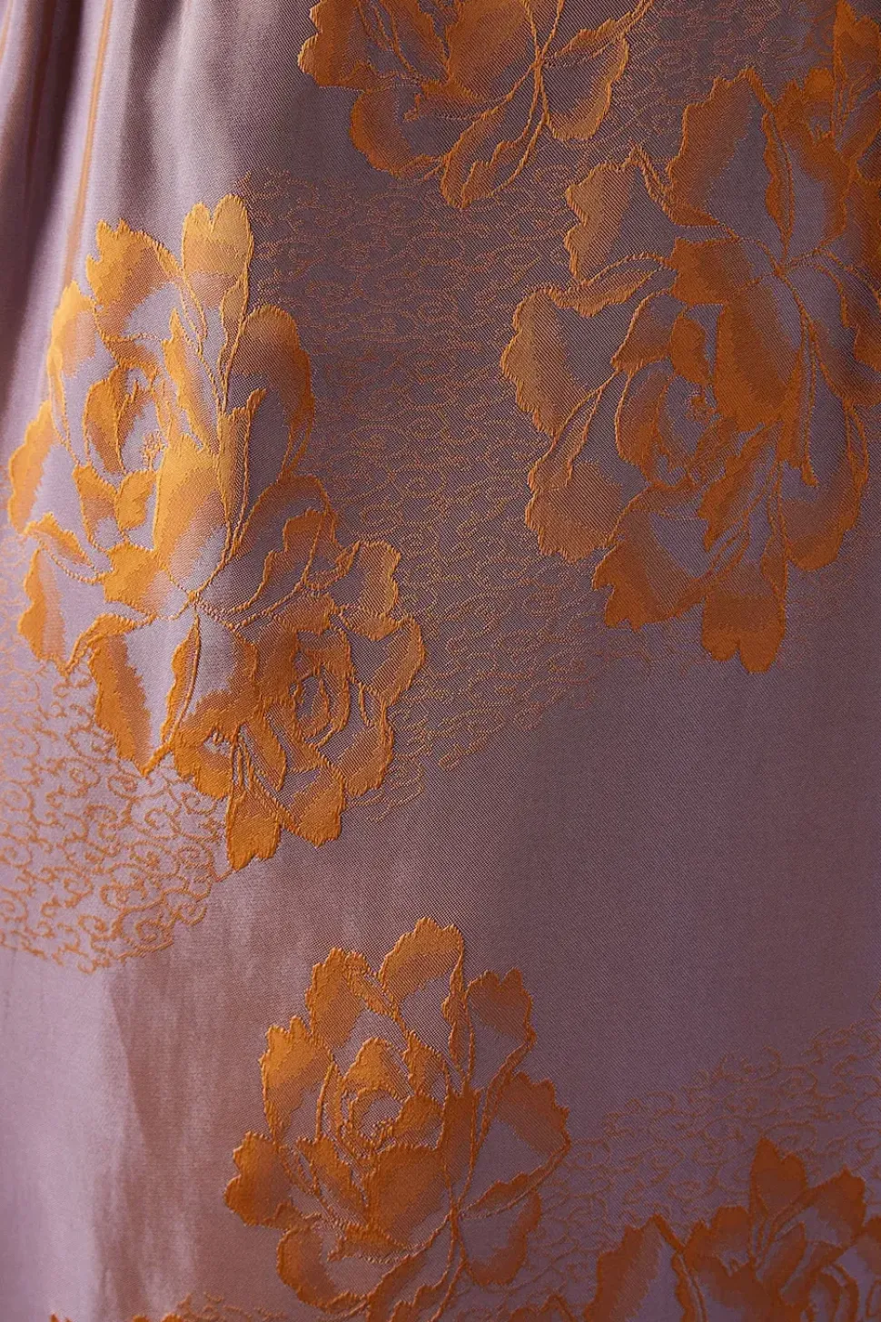 Satin Rose Jacquard Plunge Neck Midi Dress