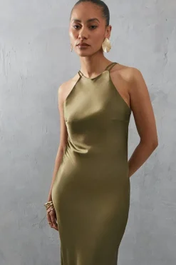 Satin Strappy Back Slip Dress
