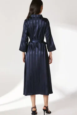 Satin Stripe Shirt Dress
