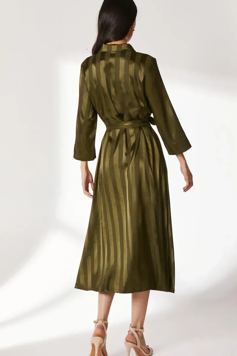 Satin Stripe Shirt Dress