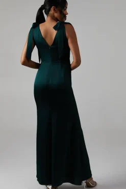 Satin Tie Shoulder Bridesmaid Dress
