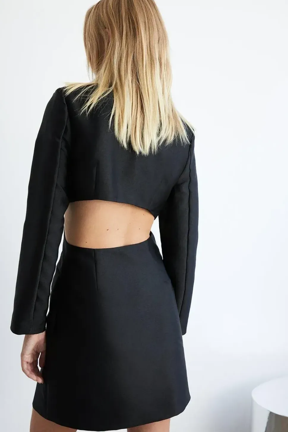 Satin Twill Cut Out Back Blazer Dress