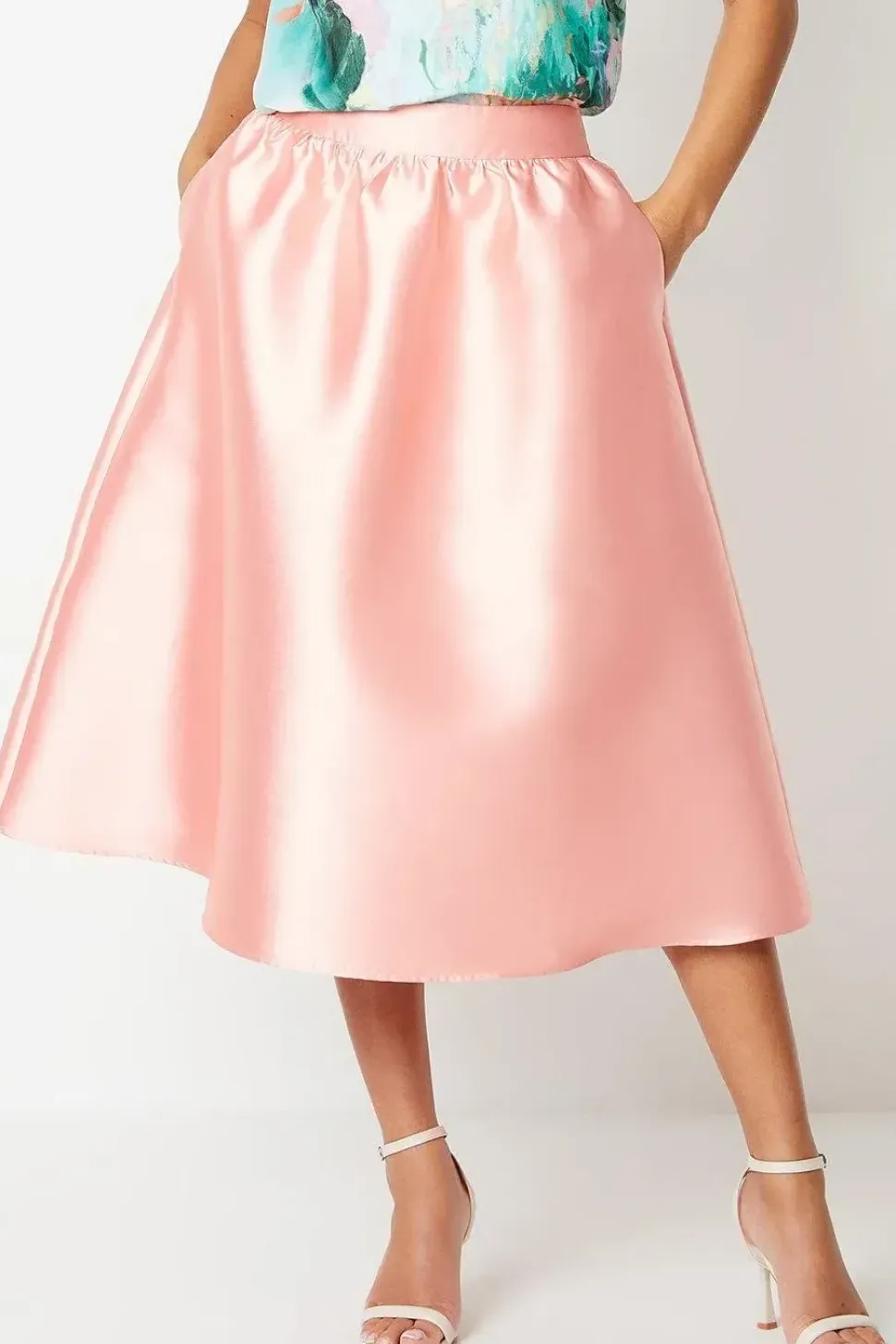 Satin Twill Full Midi Skirt
